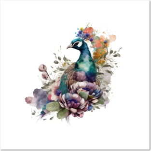 Peacock Floral Posters and Art